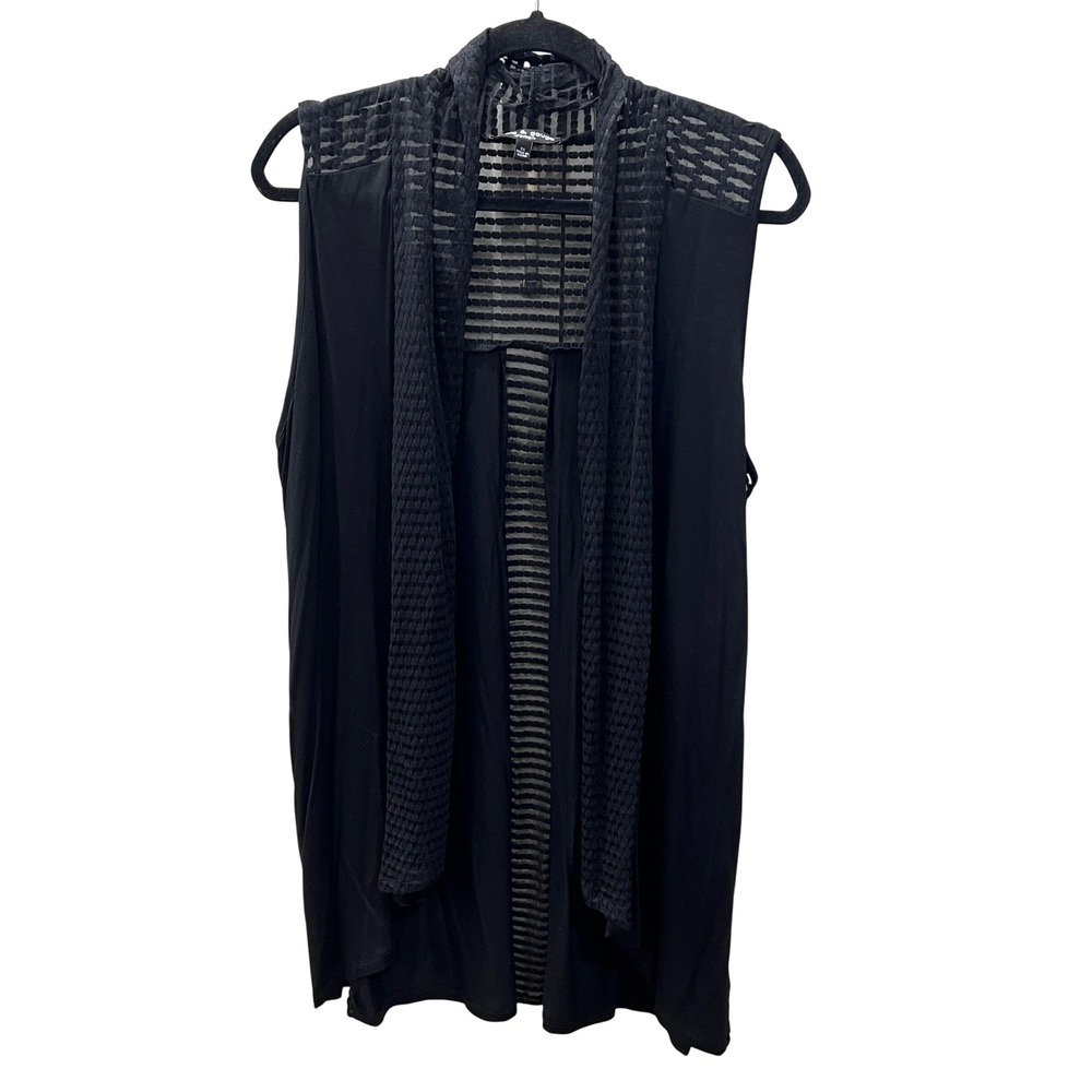 Black Summer Flowy Vest - Women's 1X - Lightweight Sheer -